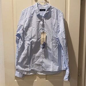 Bergfabel Loose Tyrol Striped Light Blue Button-Down Shirt, sz 44